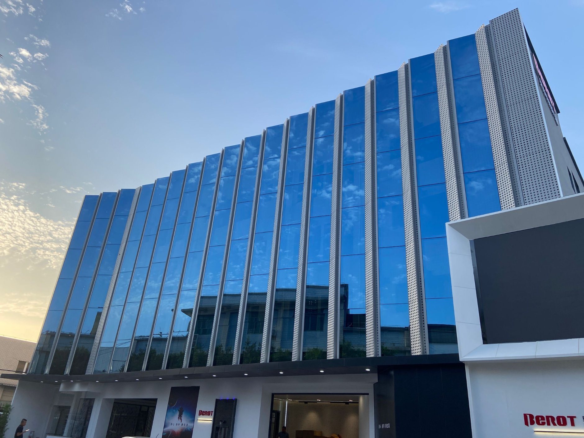 Modern glass curtain wall system installed on a commercial building in Accra Ghana Africa